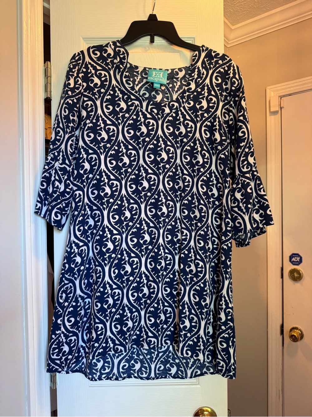 escapada Navy and White Printed Midi Dress